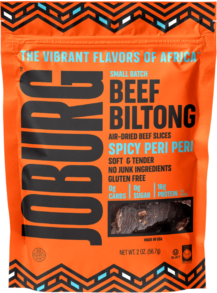Kosher for Passover SOUTH AFRICAN SPICY PERI PERI BILTONG - CASE (12x2oz Packets Per Case)