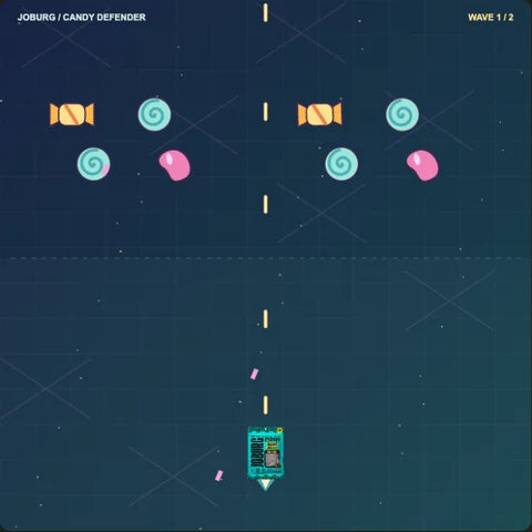 Candy Defender: a Joburg pouch facing candy waves