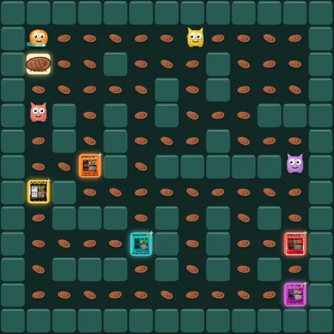 Snack Run: steak slices, monsters and power pouches in a maze